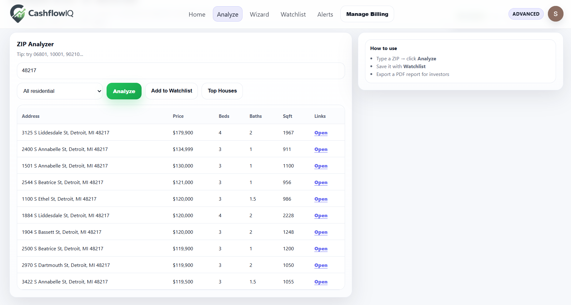 CashflowIQ real estate investment software preview